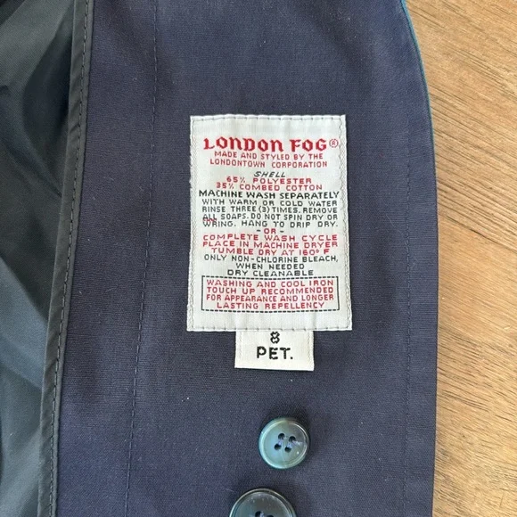 London Fog Main Coat Trench Coat Women's Size Reg 8 Pet. Teal Blue Liner… - Picture 8 of 11